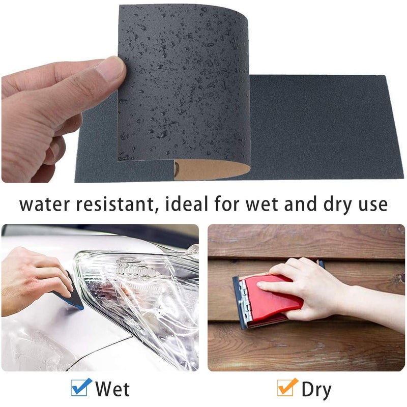 LCubro 25PCS Sandpaper, Wet Dry Sandpaper, High Grit 1000 2000 3000 5000 7000 Sandpaper Sheets Assortment for Wood Metal Polishing Automotive Sanding, 9 x 3.6 inches - Image 4
